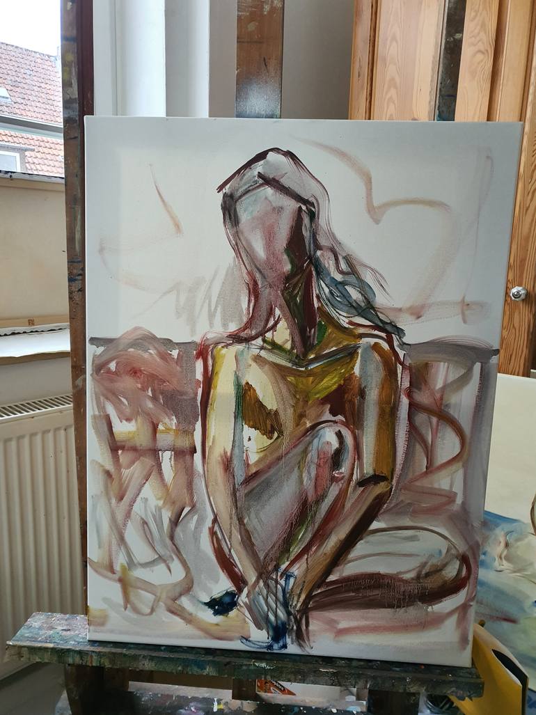 Original Abstract Expressionism Nude Painting by Karibou Art