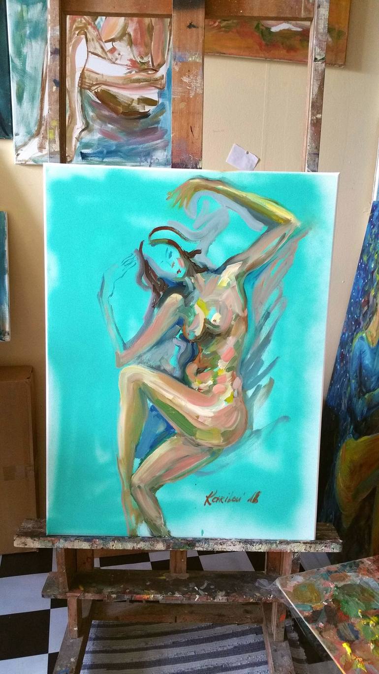 Original Abstract Nude Painting by Karibou Art