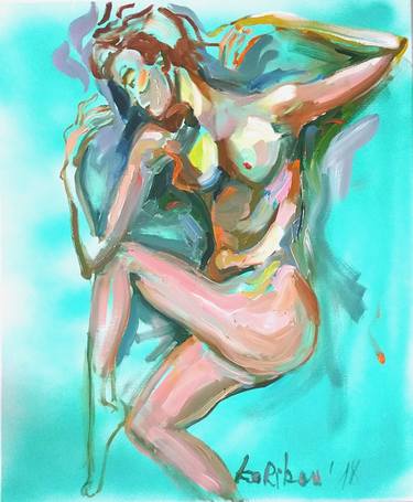 Abstract Woman nude nue Aktzeichen alla prima by karibou thumb