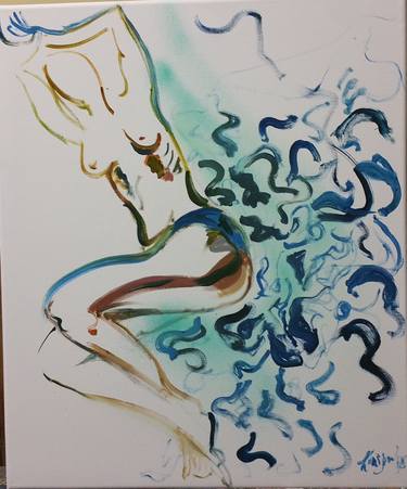 Abstract Woman nude nue Aktzeichen alla Matisse by karibou thumb