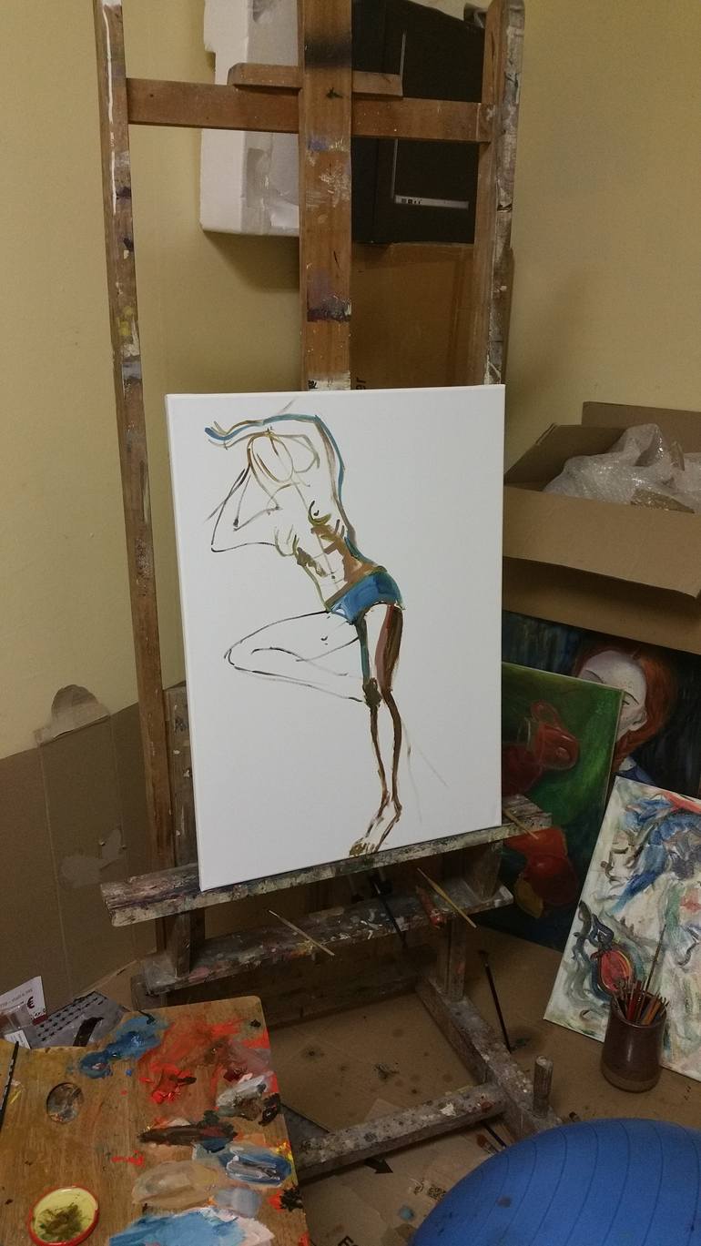 Original Abstract Expressionism Nude Painting by Karibou Art