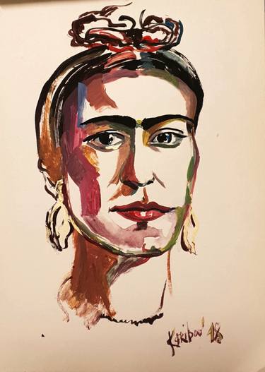 Impression of Frida Kahlo famous faces portrait pop art by karibou thumb
