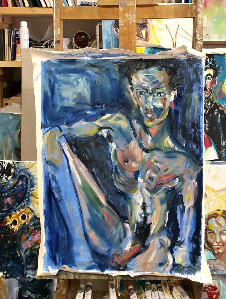 Original Abstract Expressionism Nude Painting by Karibou Art