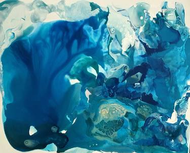 Blue sea ABSTRACT in the manner of de Kooning. thumb