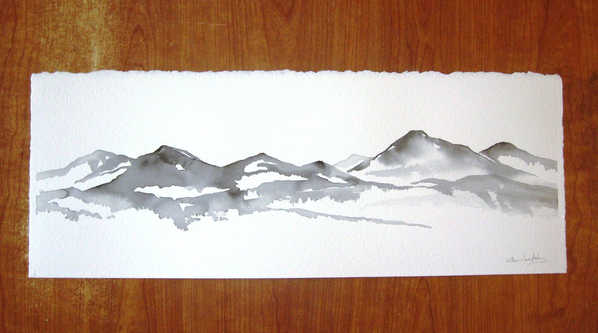 Rocky Mountains - Original Sumi Ink Painting Painting by Charles Ash