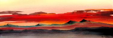 Desert Sky Sunset - Original Watercolor Painting thumb