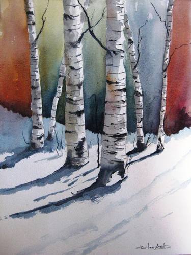 Wilderness Snow - Original Watercolor Painting thumb