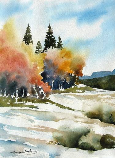 Wilderness Day Hike - Original Watercolor Painting thumb