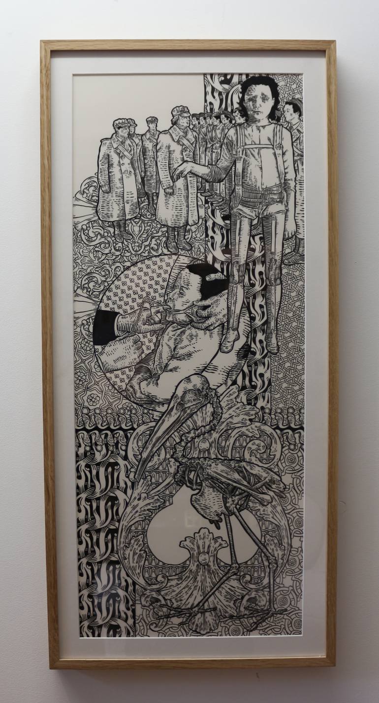 Original Dada People Drawing by Peter Mammes