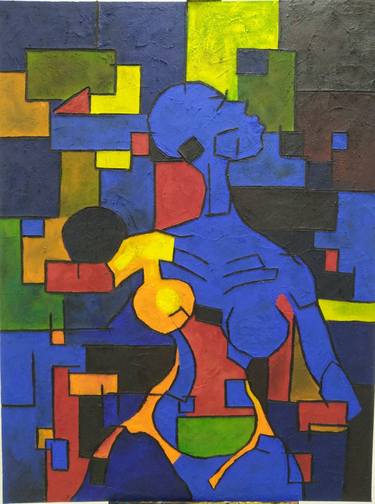 Original Cubism Abstract Paintings by Uchechukwu Nweke