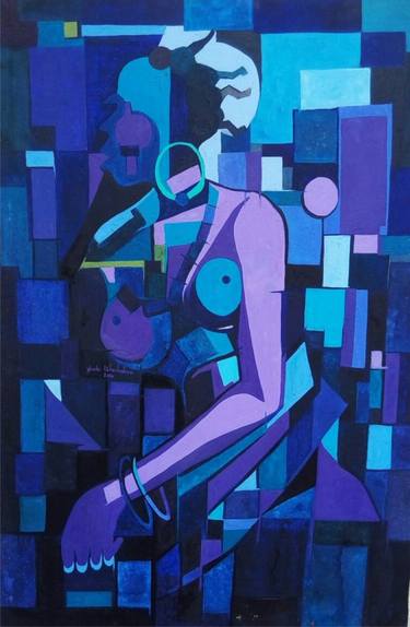 Original Cubism Abstract Paintings by Uchechukwu Nweke