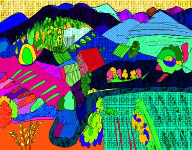 Original Art Deco Landscape Mixed Media by Maja Skenderovic
