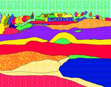 Original Art Deco Landscape Mixed Media by Maja Skenderovic