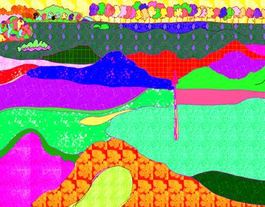 Original Art Deco Landscape Mixed Media by Maja Skenderovic