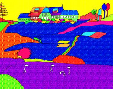 Original Art Deco Landscape Mixed Media by Maja Skenderovic