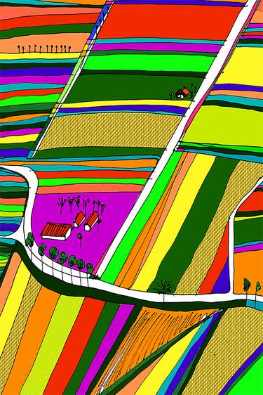 Original Art Deco Landscape Mixed Media by Maja Skenderovic