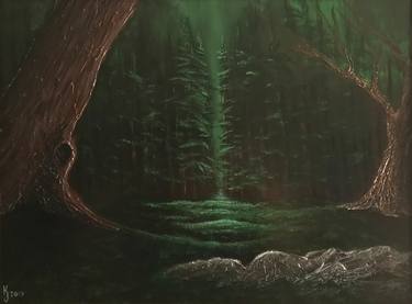 Light Of The Dark Woods Painting By Kj Burk Saatchi Art