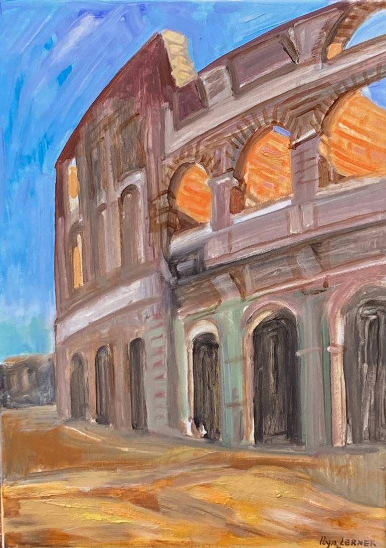 Original Architecture Painting by Ilya Lerner | Expressionism Art on Canvas | Colosseum