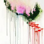 Pink Night Sky, Vermilion Poppies by Kim West