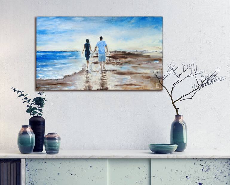 Original Impressionism Beach Painting by Ludmila Kovalenko