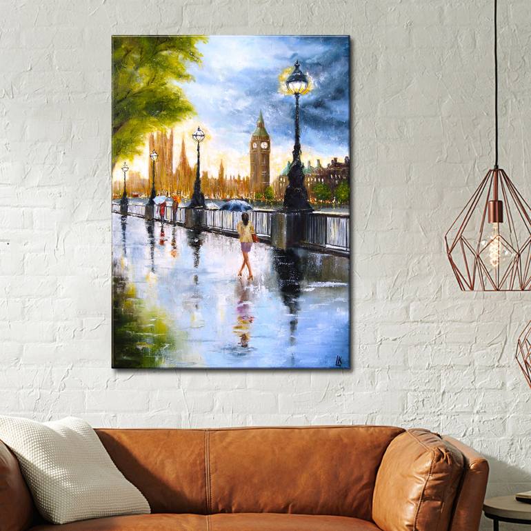 Original Fine Art Architecture Painting by Ludmila Kovalenko