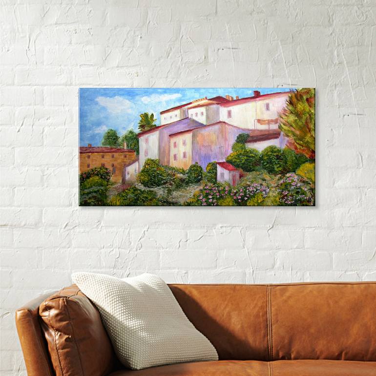 Original Fine Art Architecture Painting by Ludmila Kovalenko