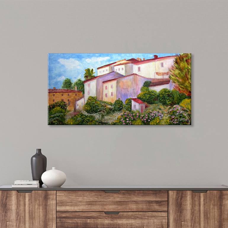 Original Fine Art Architecture Painting by Ludmila Kovalenko