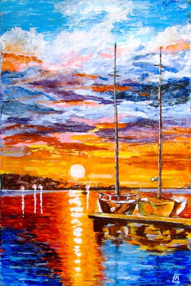 Print of Sailboat Paintings by Ludmila Kovalenko