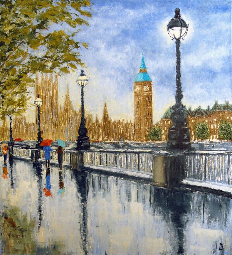 Rain in London Painting by Ludmila Kovalenko | Saatchi Art