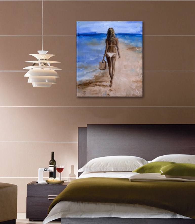 Original Impressionism Beach Painting by Ludmila Kovalenko