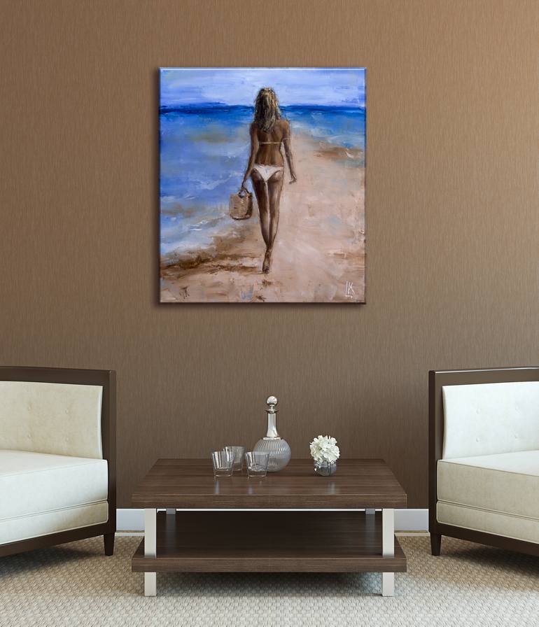 Original Impressionism Beach Painting by Ludmila Kovalenko