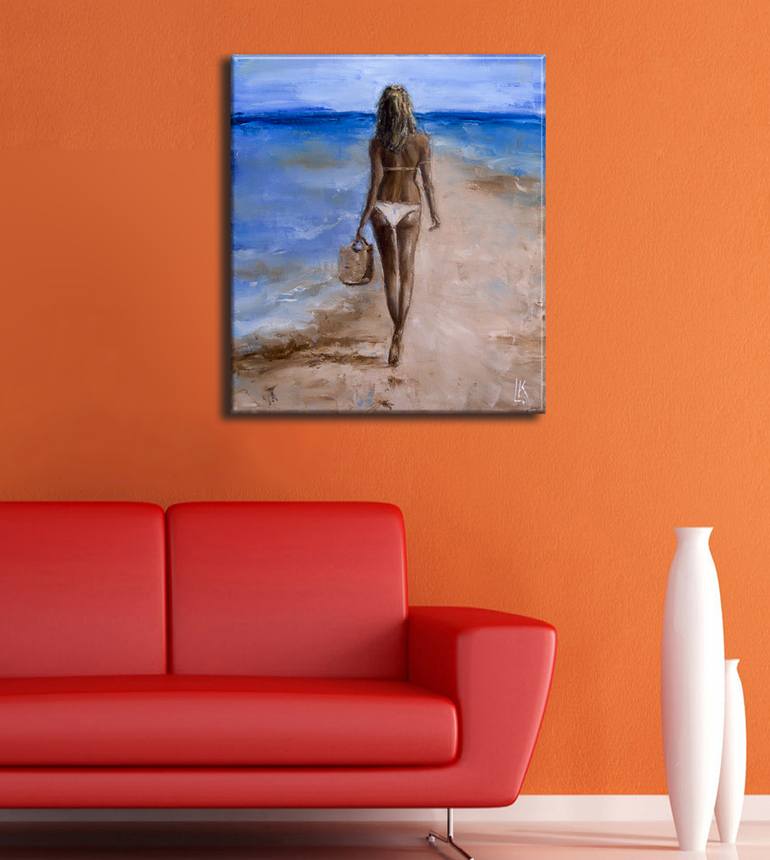 Original Impressionism Beach Painting by Ludmila Kovalenko