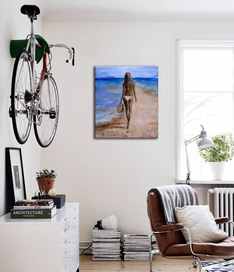 Original Impressionism Beach Painting by Ludmila Kovalenko