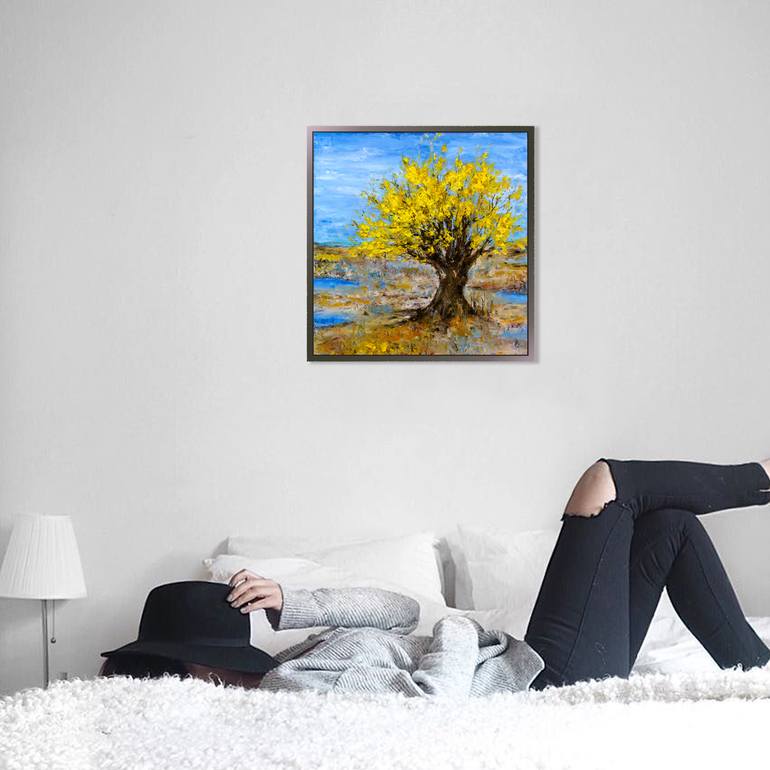 Original Fine Art Tree Painting by Ludmila Kovalenko