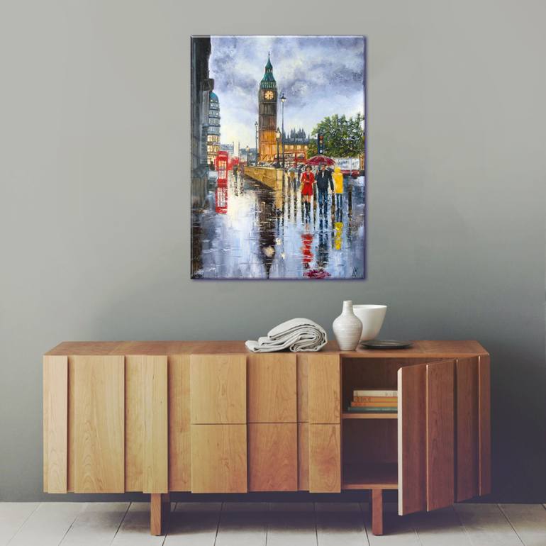 Original Fine Art Architecture Painting by Ludmila Kovalenko