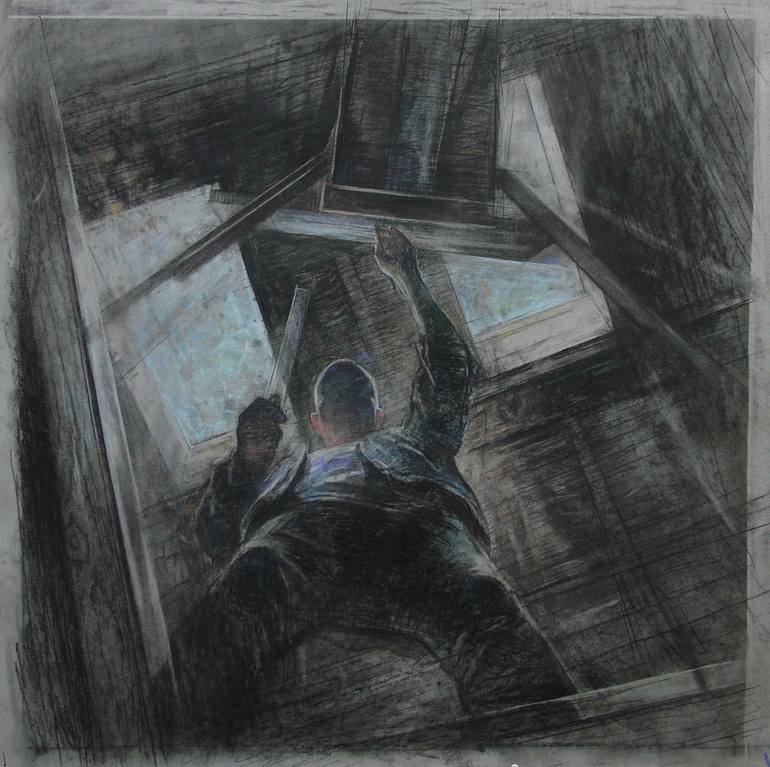 Self Portrait With Skylights Drawing By Bill Murphy | Saatchi Art