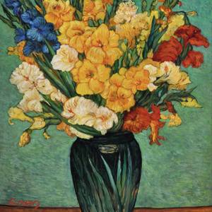 Gladioli in a Green Vase