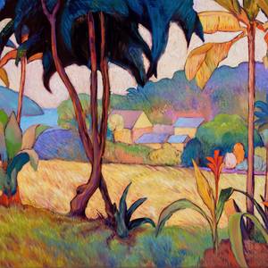 Golden palms above the village