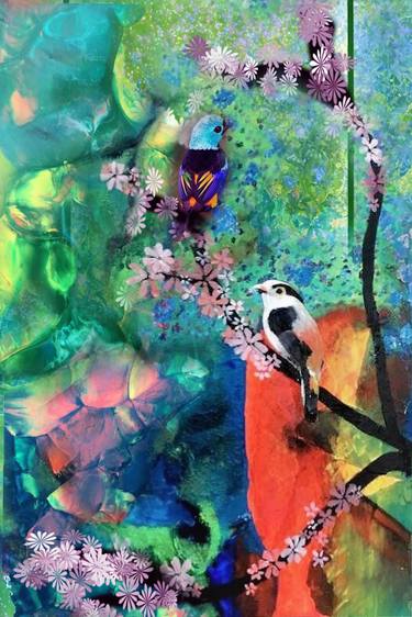 Print of Abstract Expressionism Floral Mixed Media by Thea Nicolarts