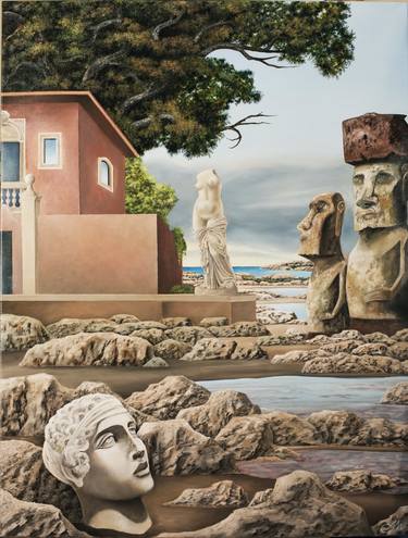 Original Surrealism Landscape Paintings by Cecco Mariniello