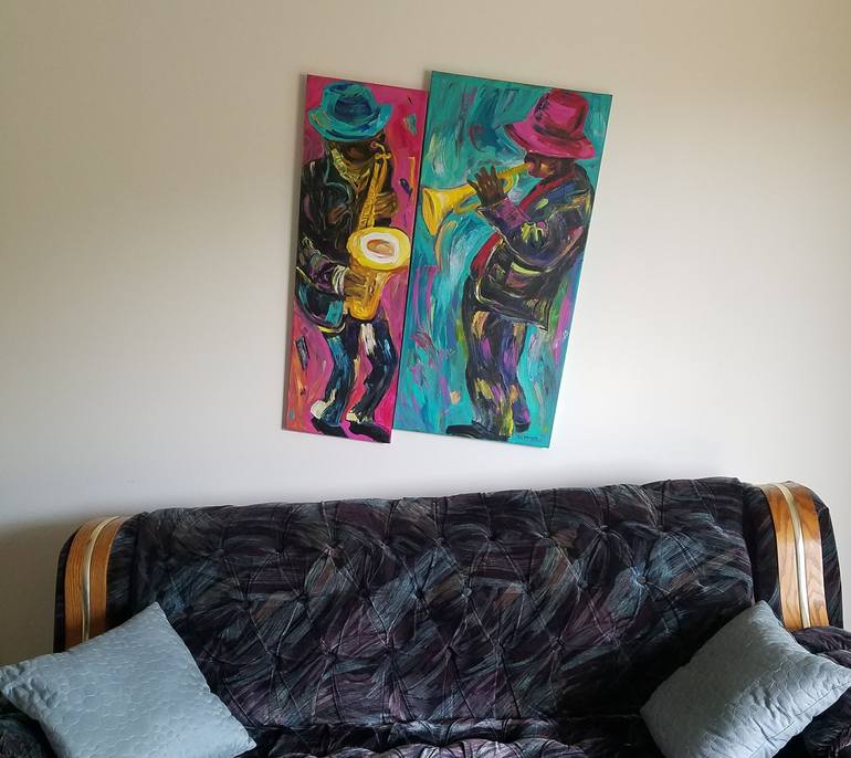 Original Expressionism People Painting by Jurgita Mekyte