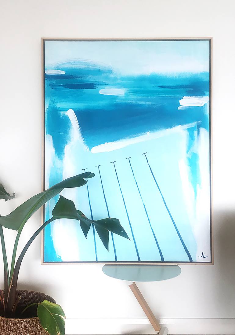 Original Abstract Beach Painting by Jennifer  Lia