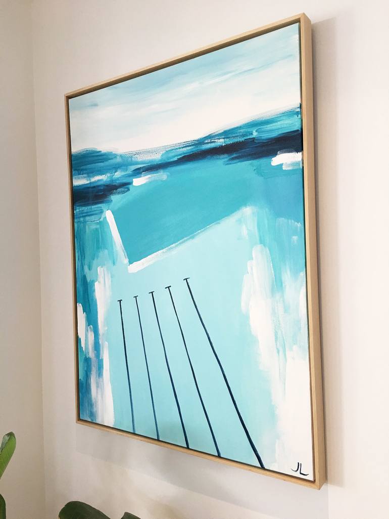 Original Abstract Beach Painting by Jennifer  Lia