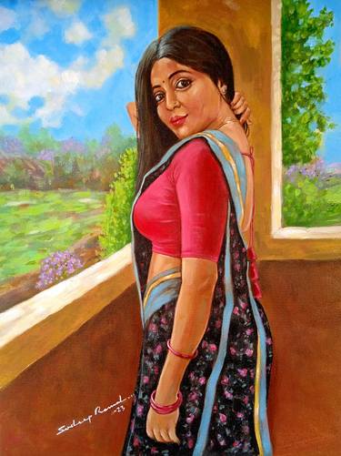 INDIAN LADY (Figurative Painting) thumb
