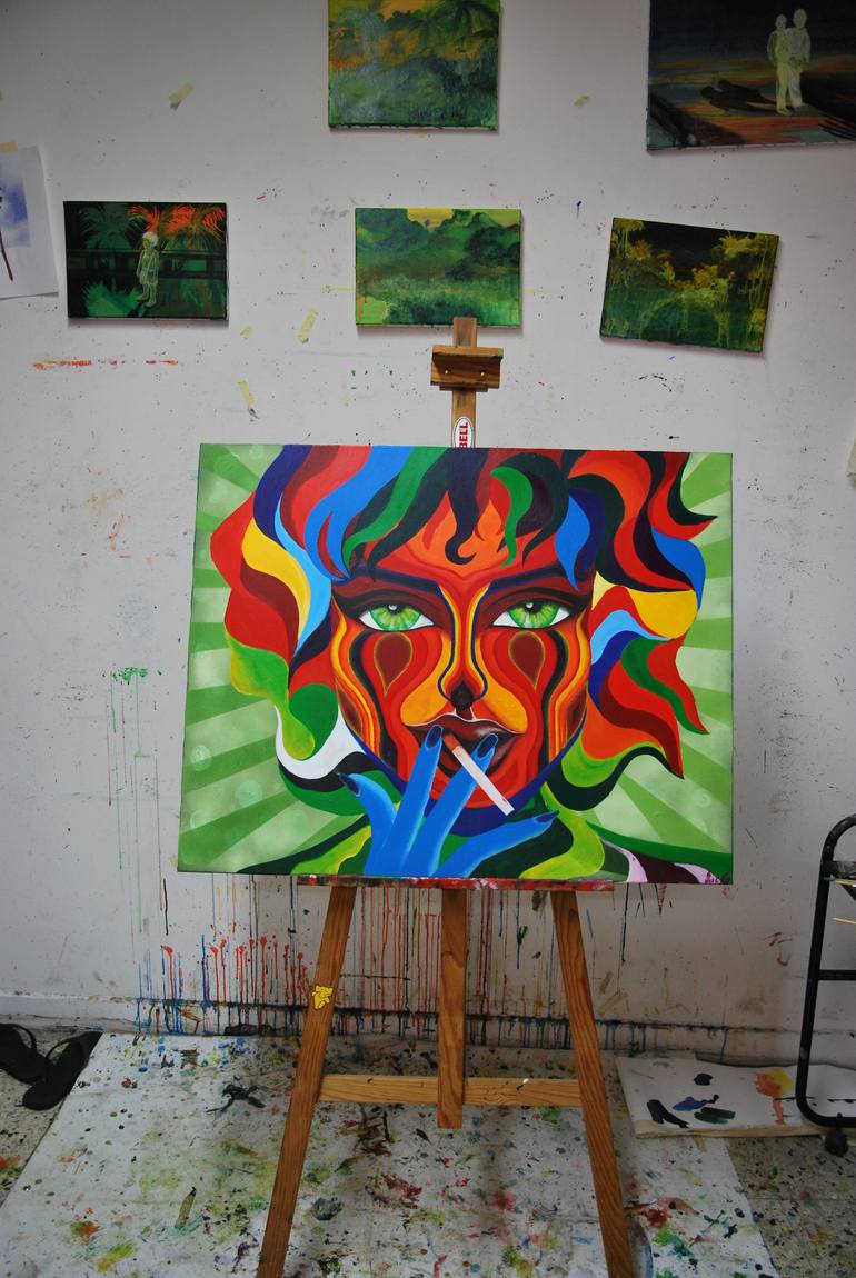 Original Figurative Women Painting by Luc Oba