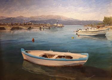 Original Fine Art Boat Paintings by Alexandros Tsourakis