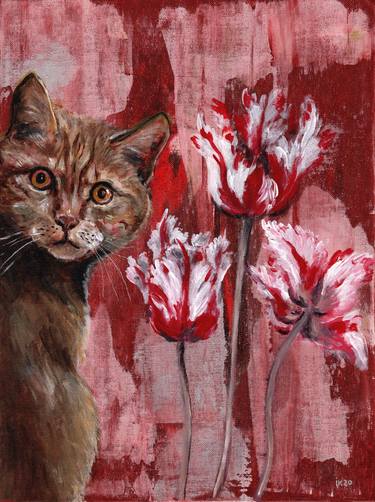 Original Figurative Cats Paintings by Ilia Krughoff