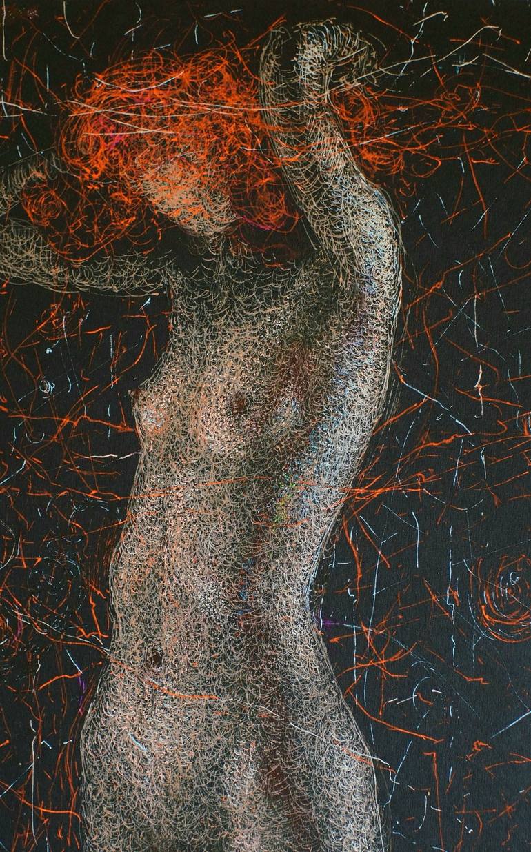 Original Figurative Nude Drawing by Oleksandr Shcherbyna