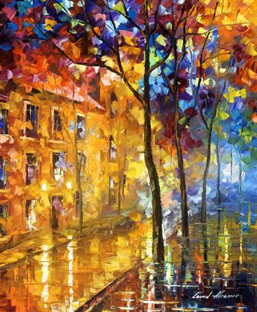 House By The Heart — PALETTE KNIFE Cityscape Wall Art Textured Oil Painting On Canvas By Leonid Afremov - Size: 24" x 30" (60 cm x 75 cm) thumb