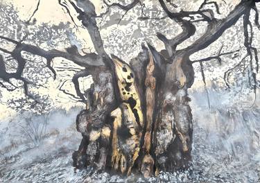 Original Expressionism Tree Mixed Media by Stewart Taylor